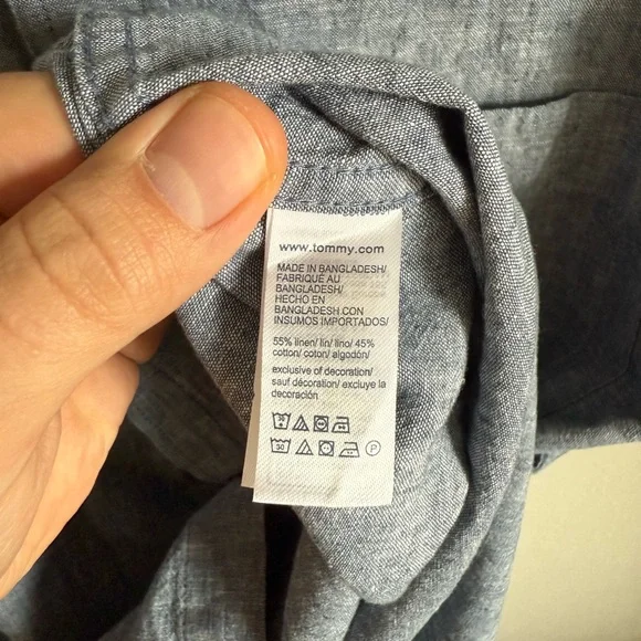 Men’s M Blue Tommy Hilfiger Regular Fit Preppy Casual Travel Shirt Sleeve Shirt - Picture 5 of 6